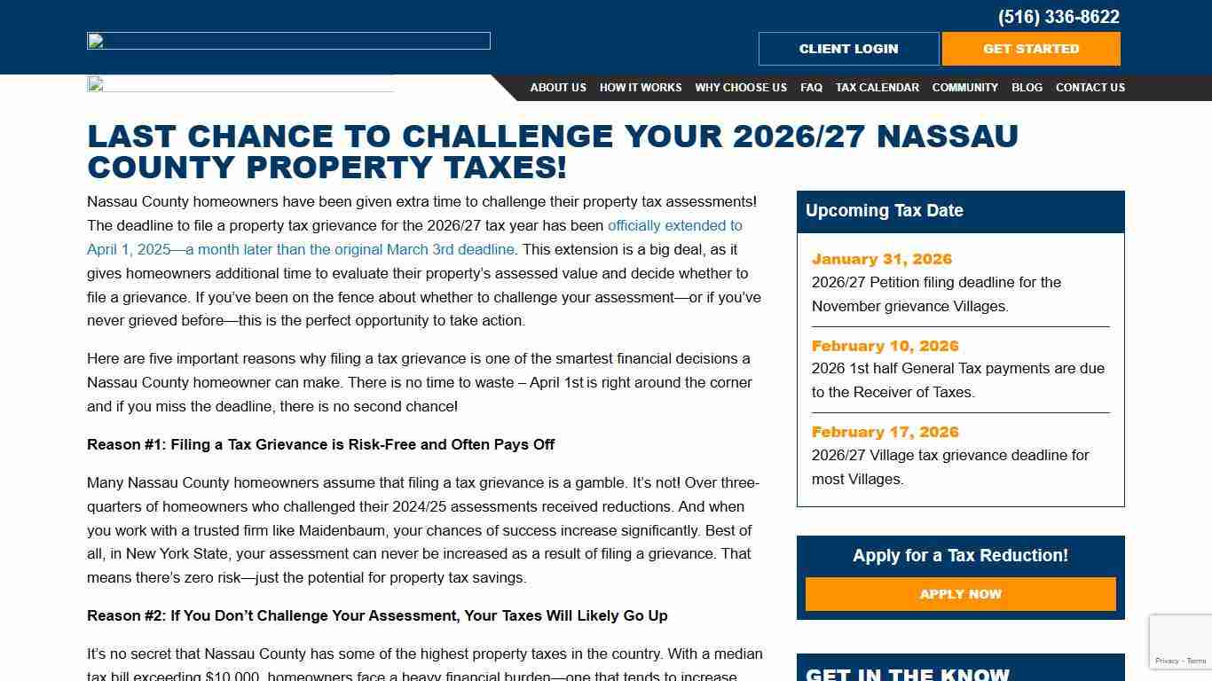 Last Chance to Challenge Your 2026/27 Nassau County Property Taxes! - Maidenbaum Property Tax Reduction Group, LLC.