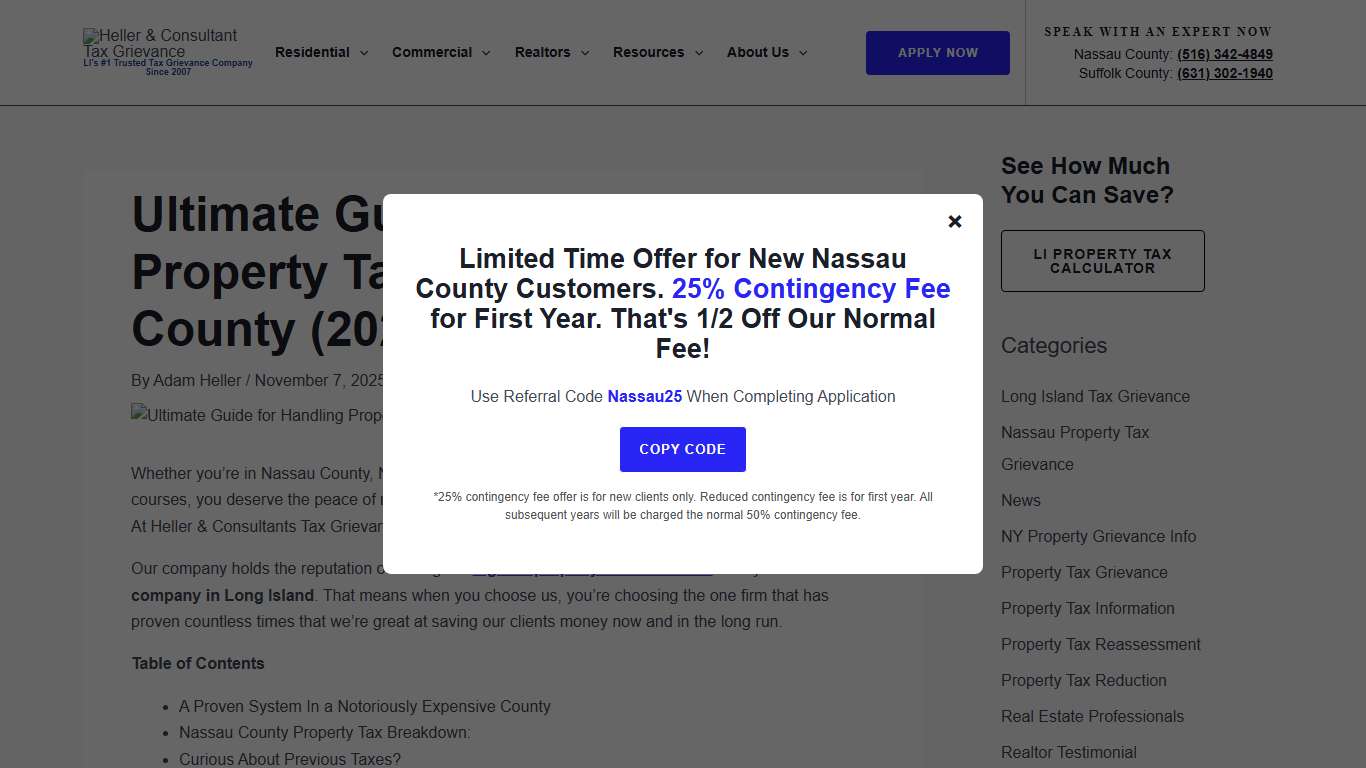 Ultimate Guide for Handling Property Taxes in Nassau County (2026) Heller & Consultants Tax Grievance