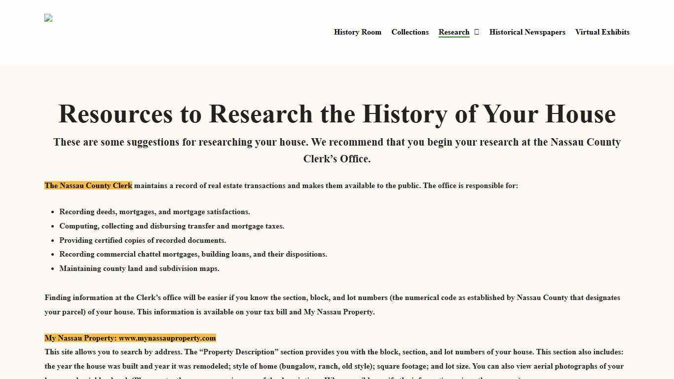 Trace Property History – Glen Cove Public Library History Room